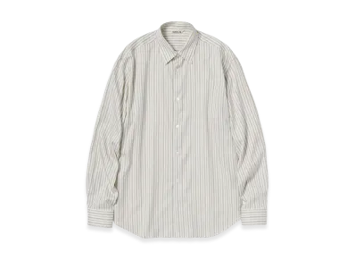 AURALEE Women's Cotton Silk Stripe Shirt "Red Brown Stripe"
