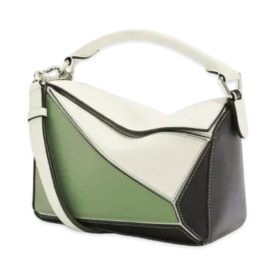 LOEWE Small Puzzle Bag In Classic Calfskin "Soft White/Rosemary"