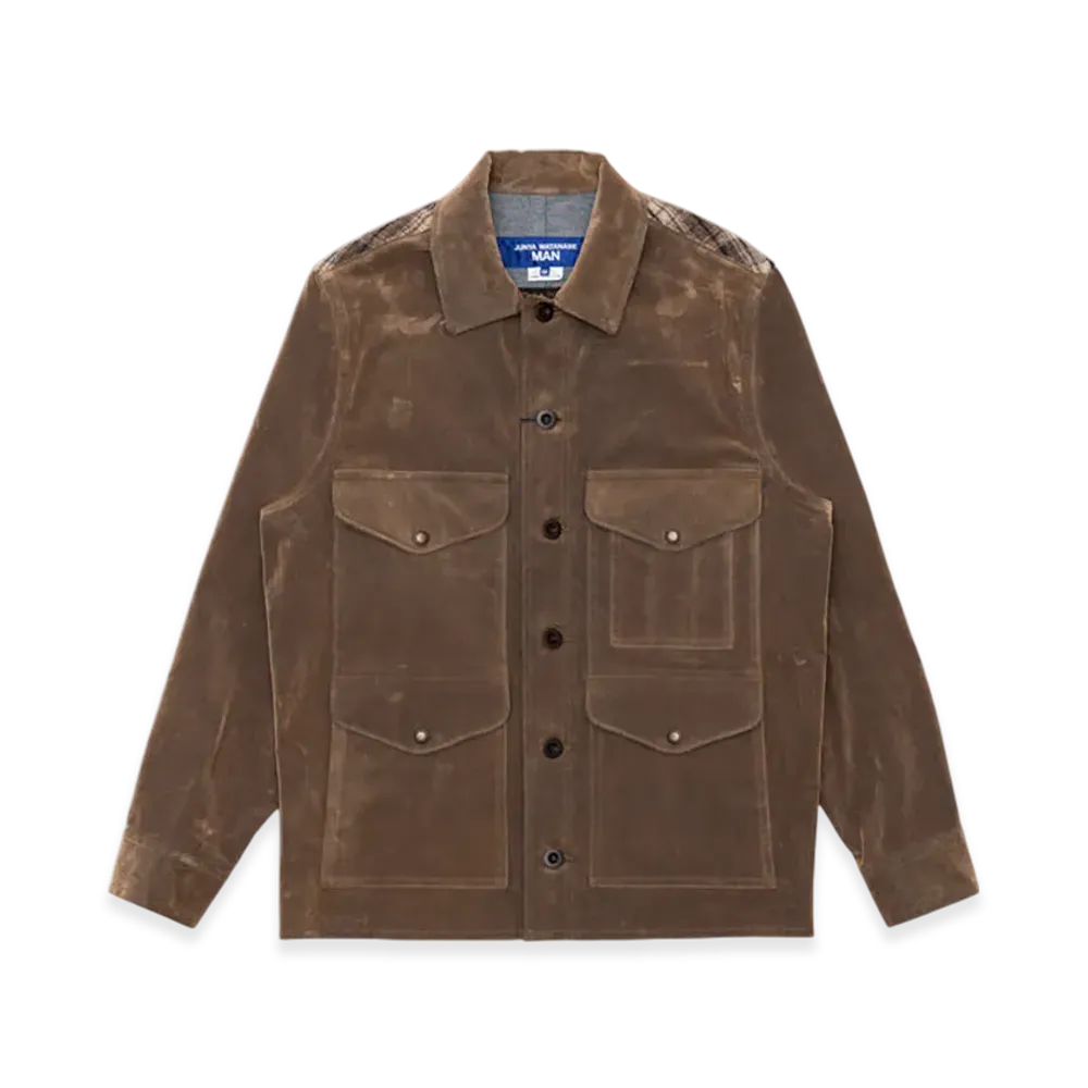 JUNYA WATANABE MAN Cotton Polyester Flocky Denim/Cotton Check Flannel Filson W Name "Beige/Nvy/Bge"