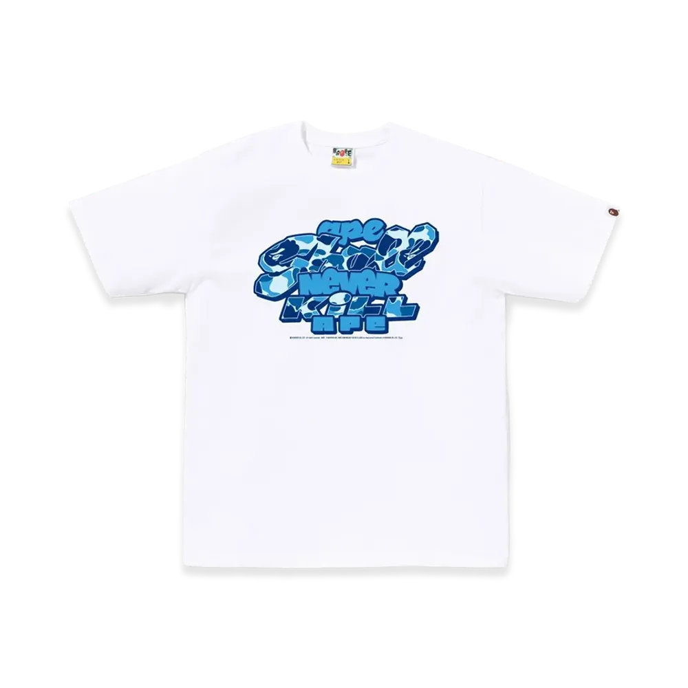 A BATHING APE ABC Camo Toon Asnka Tee "White/Blue"