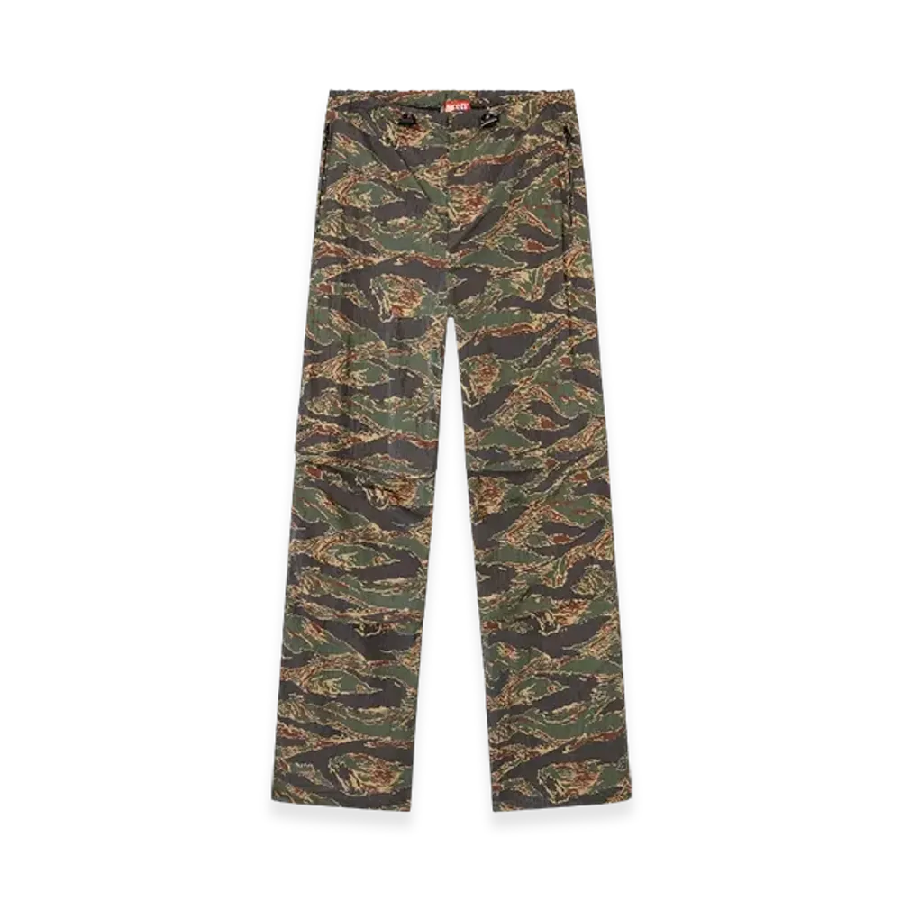 Diesel P-Anic Cargo Pants In Camo-Print Nylon "Military Green"
