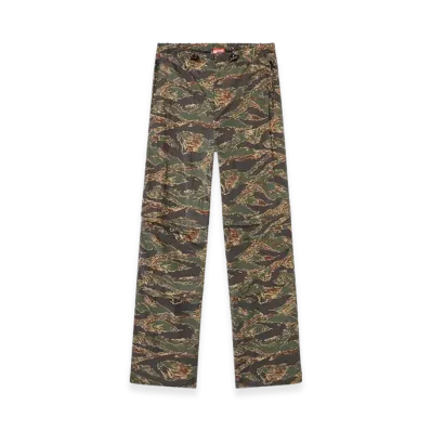 Diesel P-Anic Cargo Pants In Camo-Print Nylon "Military Green"