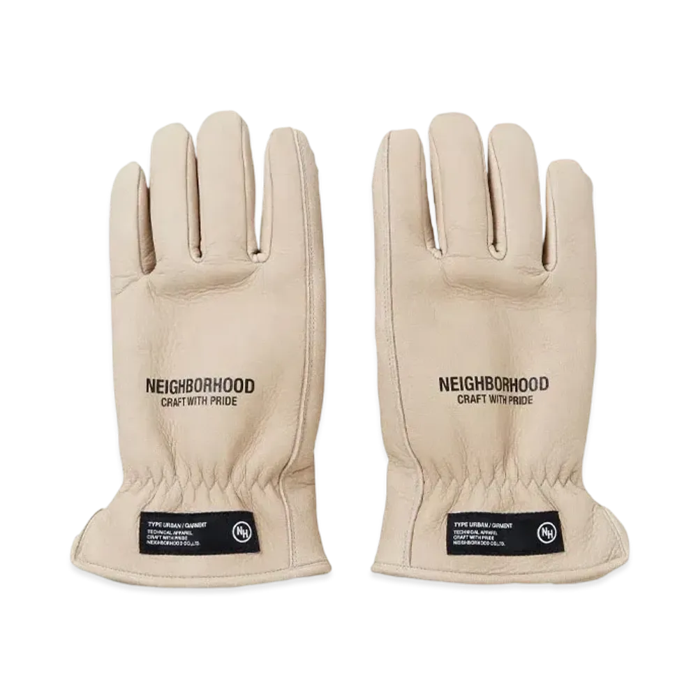 NEIGHBORHOOD Leather Boa Gloves "Beige"
