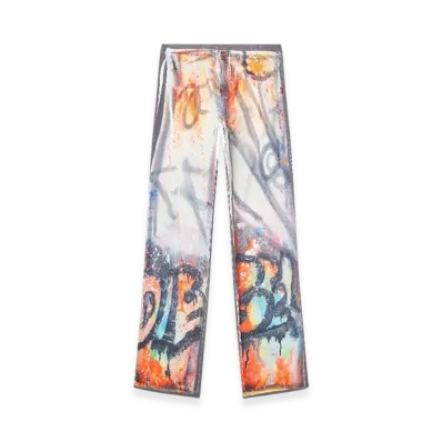 Diesel P-After-Graffiti-Usa Relaxed Pant With Graffiti Print "Gray"