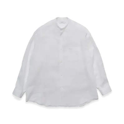 Graphpaper Linen L/S Oversized Band Collar Shirt "White"