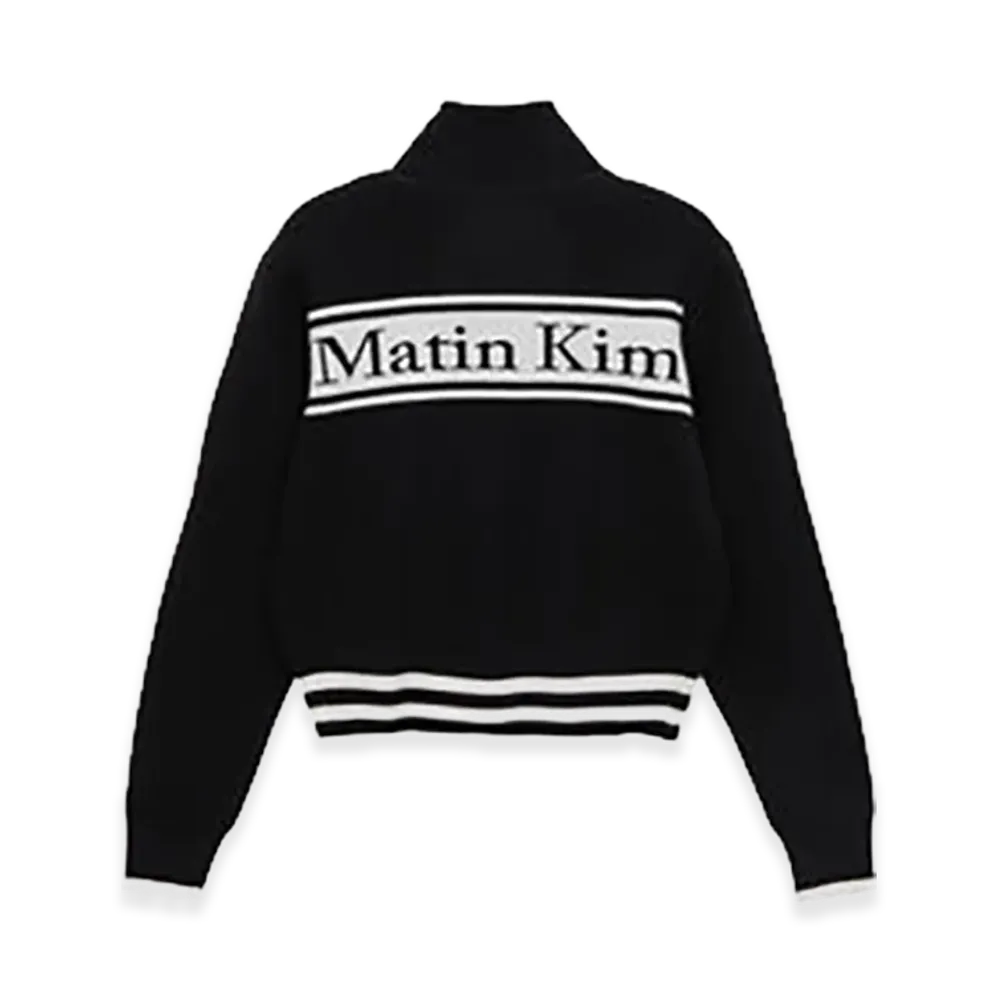 Matin Kim Women's Spell Point Stripe Wool Blended Knit Cardigan "Black"