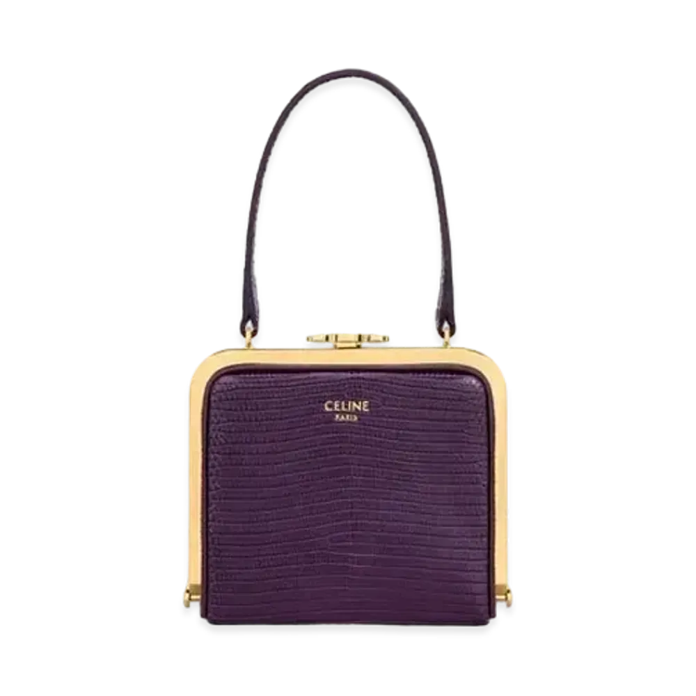CELINE Triomphe Minaudiere In Lizard "Aubergine"