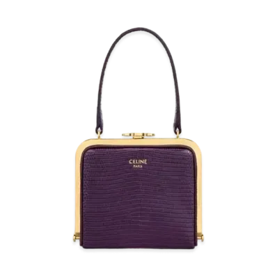 CELINE Triomphe Minaudiere In Lizard "Aubergine"