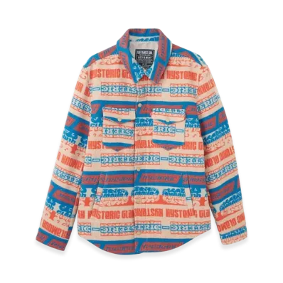 HYSTERIC GLAMOUR Hysteric Stripe Pattern Jacquard CPO Jacket "Orange/Multicolor"