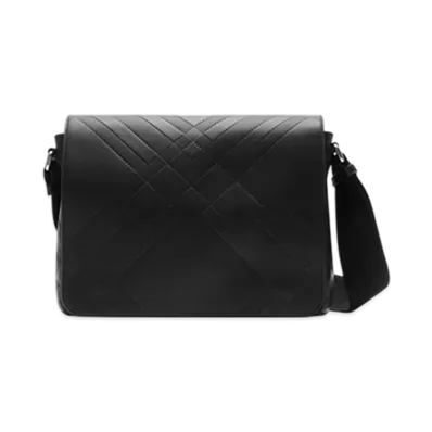 Burberry Embossed Check Messenger Bag "Black"