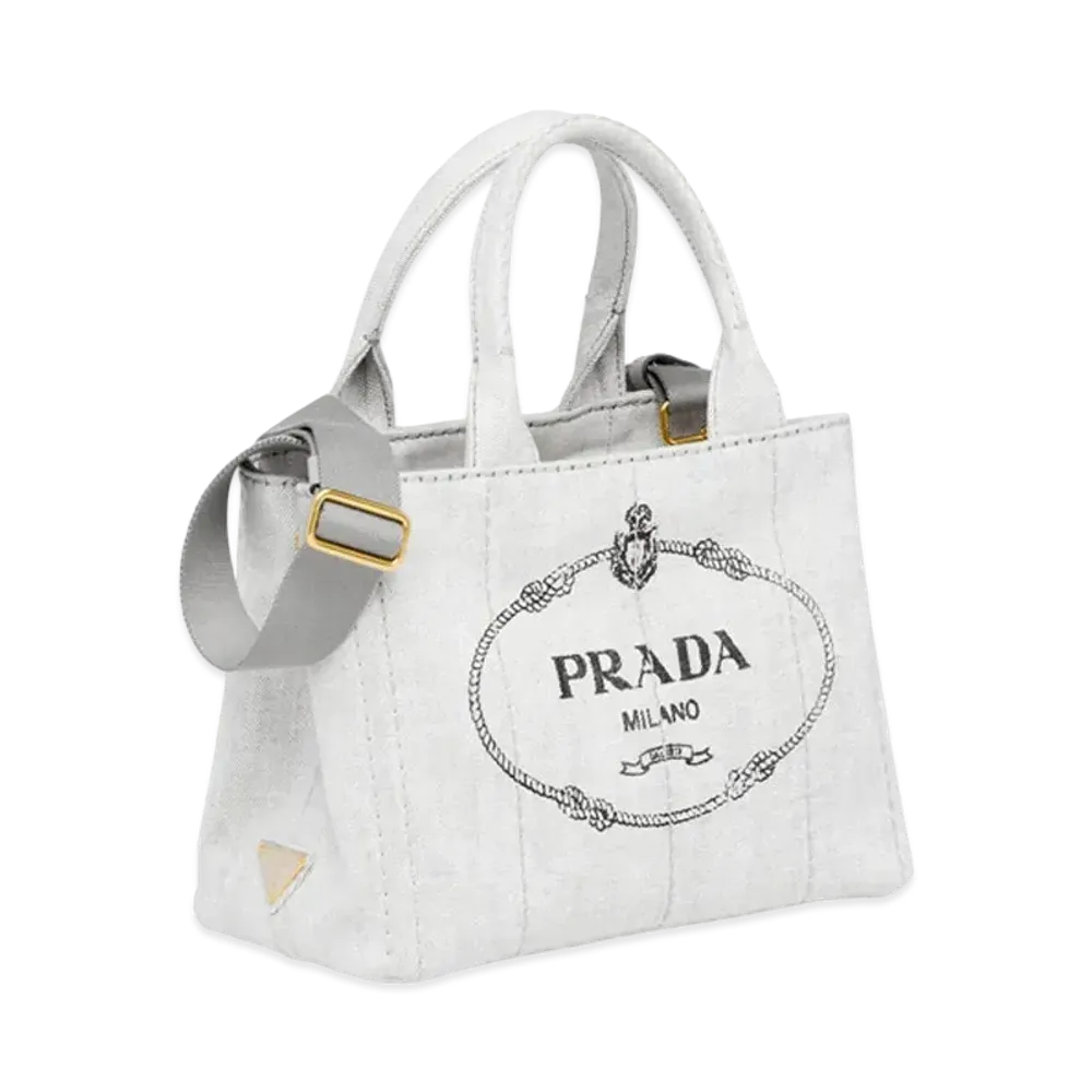 PRADA Denim Fabric Tote Bag "White"