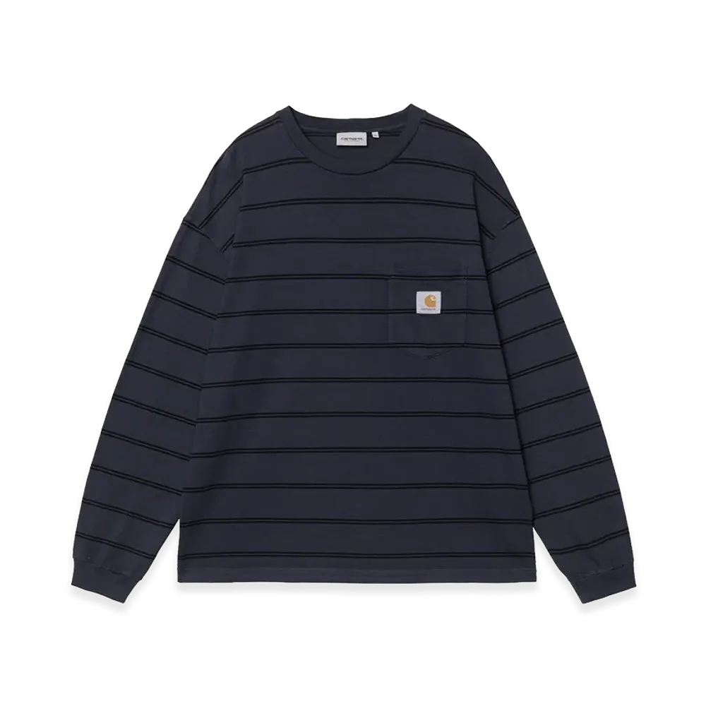 Carhartt WIP L/S Cardona Pocket T-Shirt "Cardona Stripe/Natural/Dark Navy/Garment Dyed"
