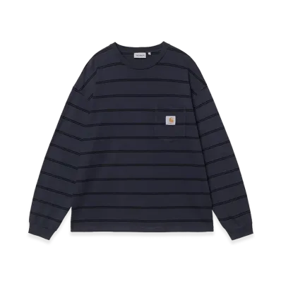 Carhartt WIP L/S Cardona Pocket T-Shirt "Cardona Stripe/Natural/Dark Navy/Garment Dyed"