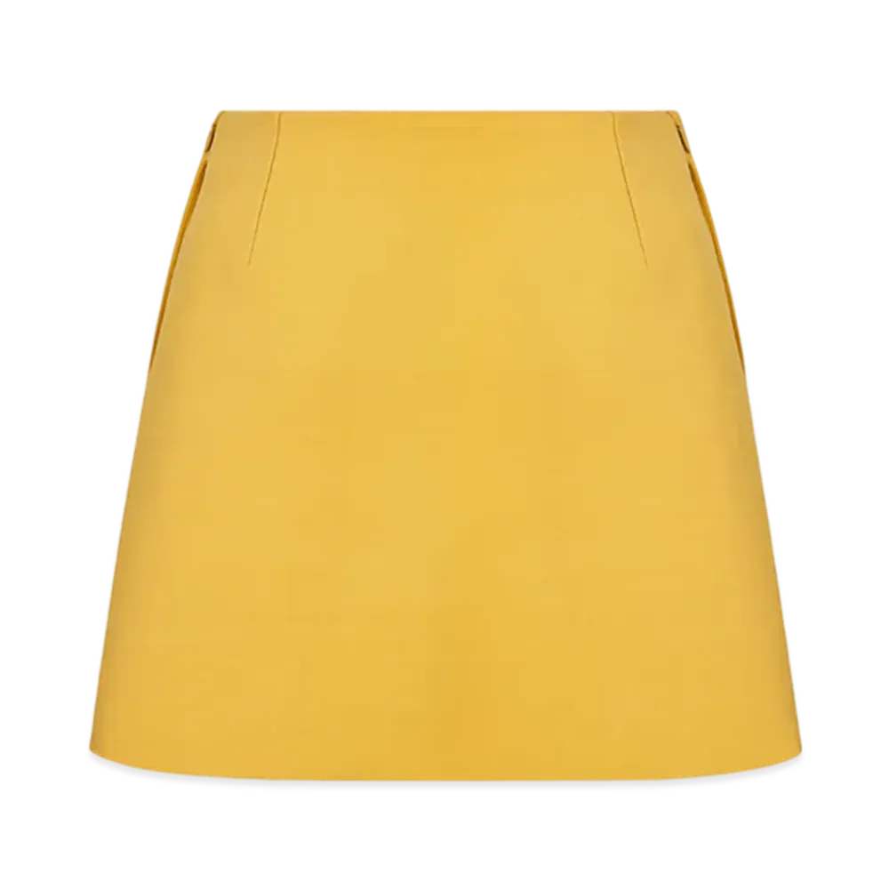 Dior Women's Flared Mini Skirt Wool Silk "Yellow"