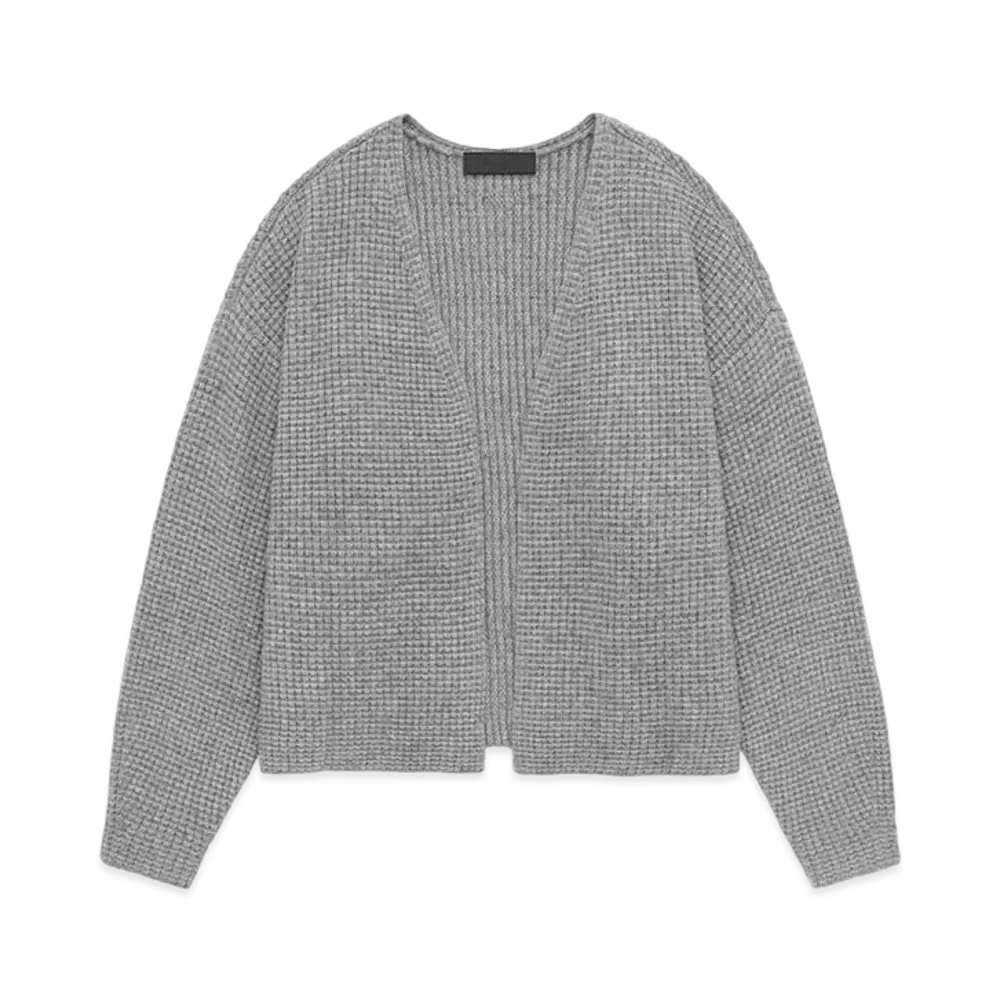 FEAR OF GOD ESSENTIALS Heavy Waffle Cardigan "Dark Heather"