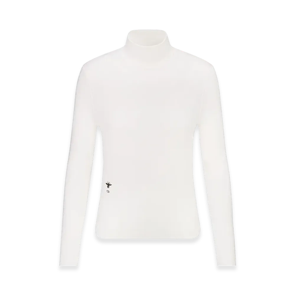 Dior Women's Turtleneck Sweater Cashmere Silk Ribbed Knit "Ecru"