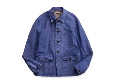 NICENESS Trafford Aged-Effect Moleskin Car Coat "Blue"