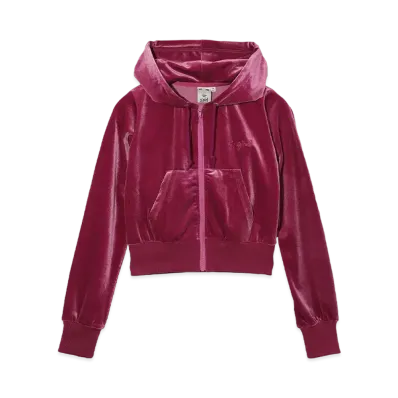X-Girl Velour Zip Up Hoodie "Pink"