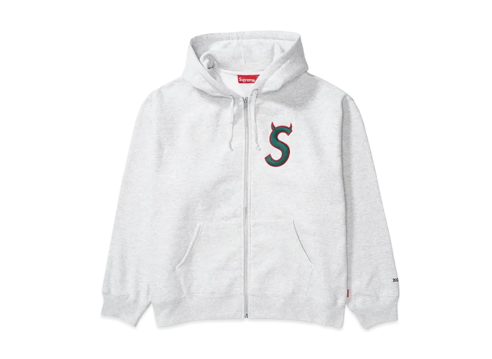 Supreme Devil S Logo Zip Up Hooded Sweatshirt "Ash Grey"