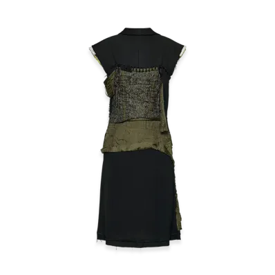 Maison Margiela Women's Decollete Layered Dress "Grey/Off White"