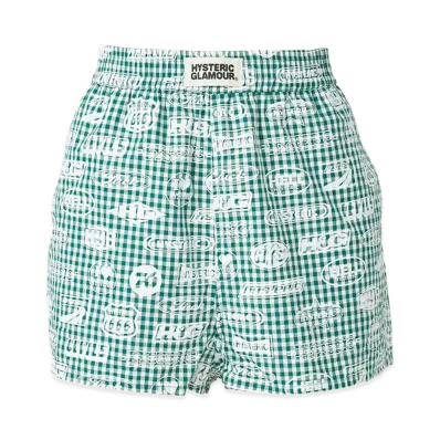 HYSTERIC GLAMOUR Women's HG Racing Pattern Gingham Check Shorts "Other Green"