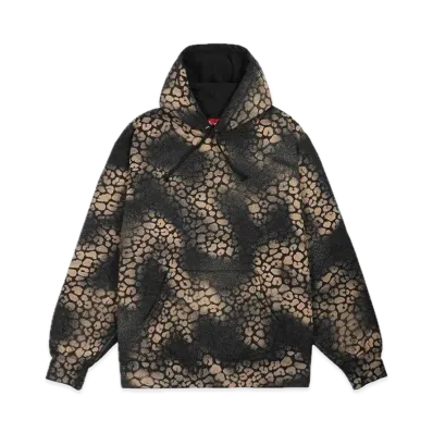 Supreme Bleached Leopard Hooded Sweatshirt "Black"