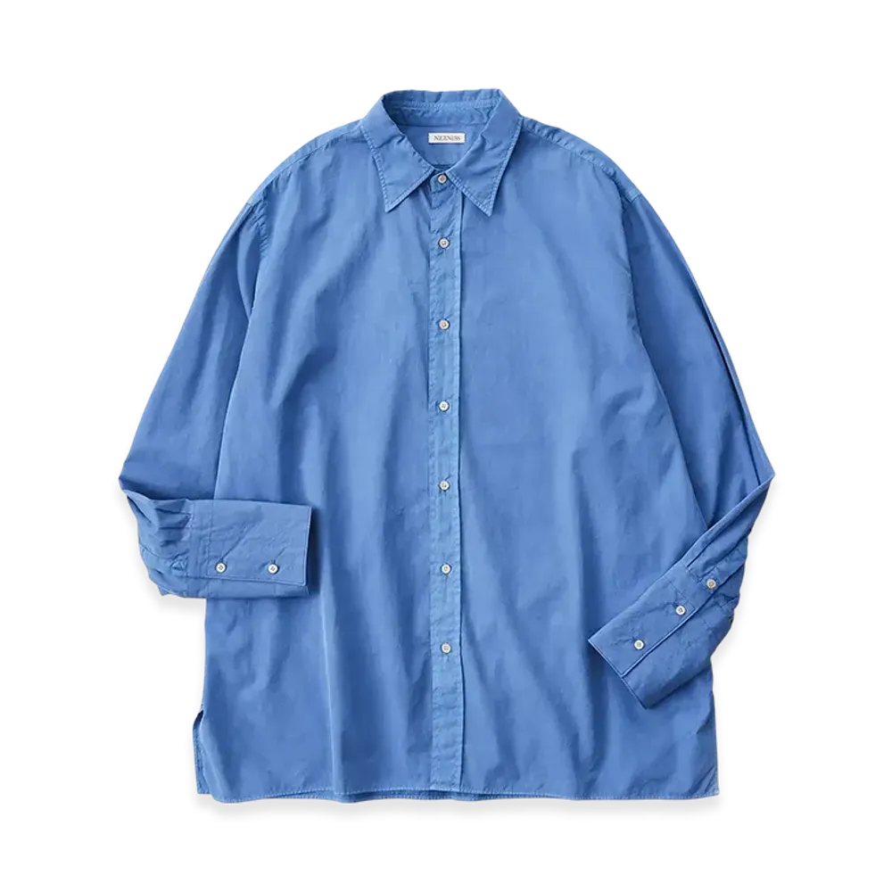 NICENESS Laroche Pin Tuck Shirts "Blue(Dyed)"