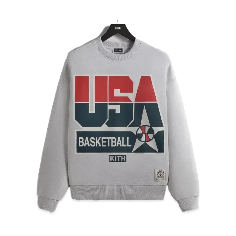 Kith x USA Basketball Legend Vintage Nelson Crewneck "Light Heather Grey"