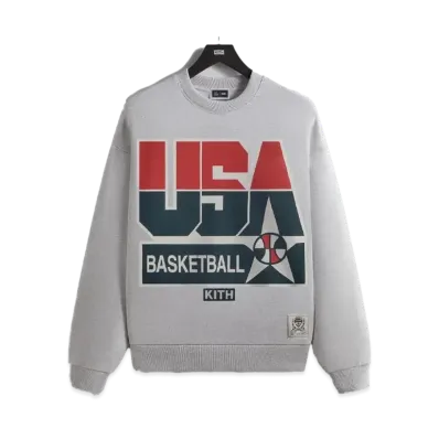 Kith x USA Basketball Legend Vintage Nelson Crewneck "Light Heather Grey"