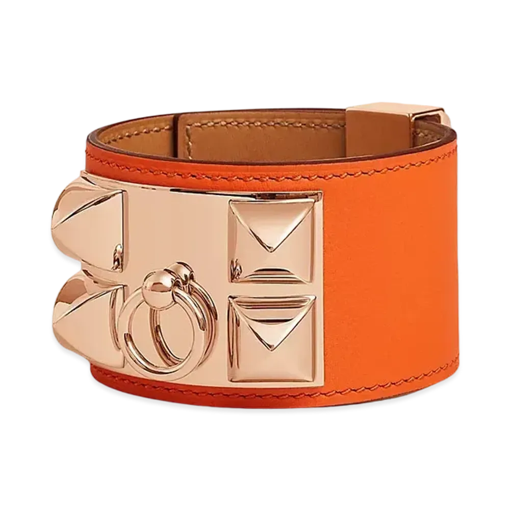 Hermes Collier de Chien Bracelet "Orange Minium/Pink Gold"