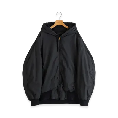 COMOLI Cotton Nylon Zip Parka "Black"