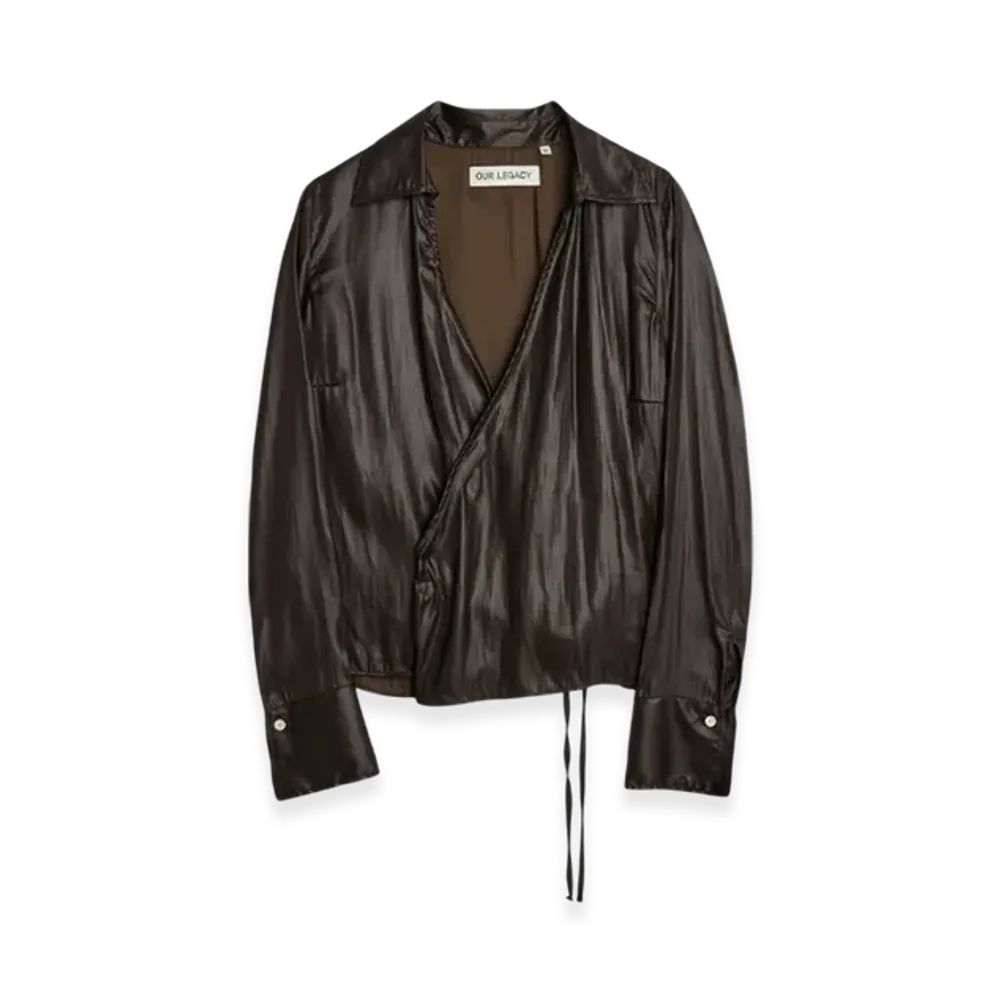 OUR LEGACY Women's Wrap Shirt Liquid Poly "Glazed Brown"
