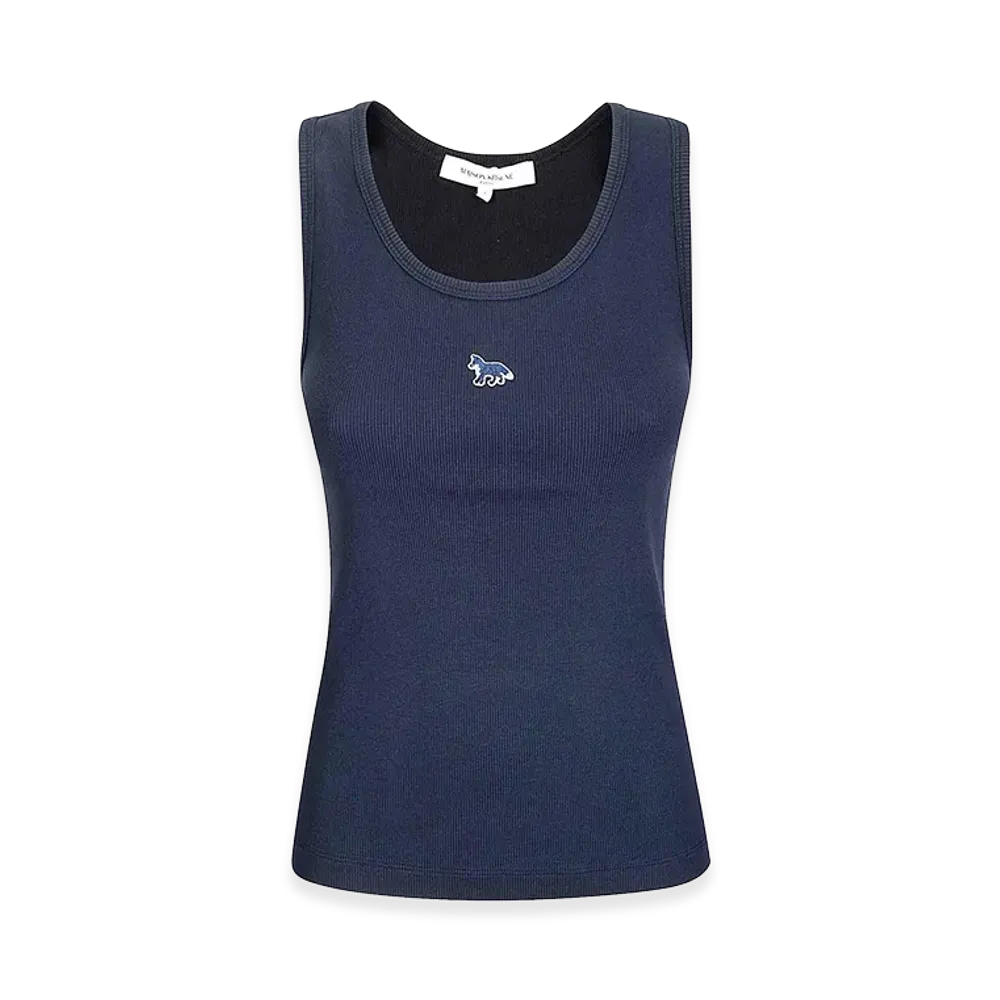 Maison Kitsune Women's Baby Fox Ribbed Tank Top "Dark Blue"