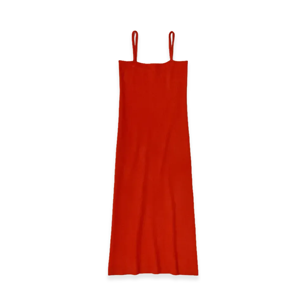 AURALEE Women's Smooth Fulled Wool Knit Dress "Red"