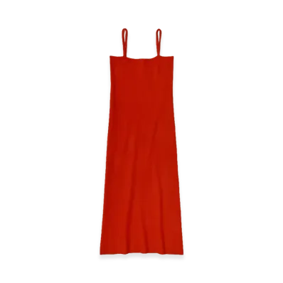AURALEE Women's Smooth Fulled Wool Knit Dress "Red"