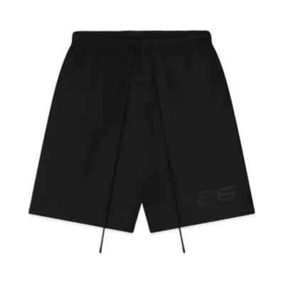 FEAR OF GOD ESSENTIALS Satin Fleece Relaxed Sweatshort "Vintage Black"