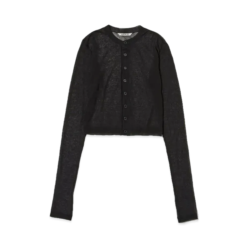 AURALEE Hard Twist Cotton Gauze Cardigan "Black"