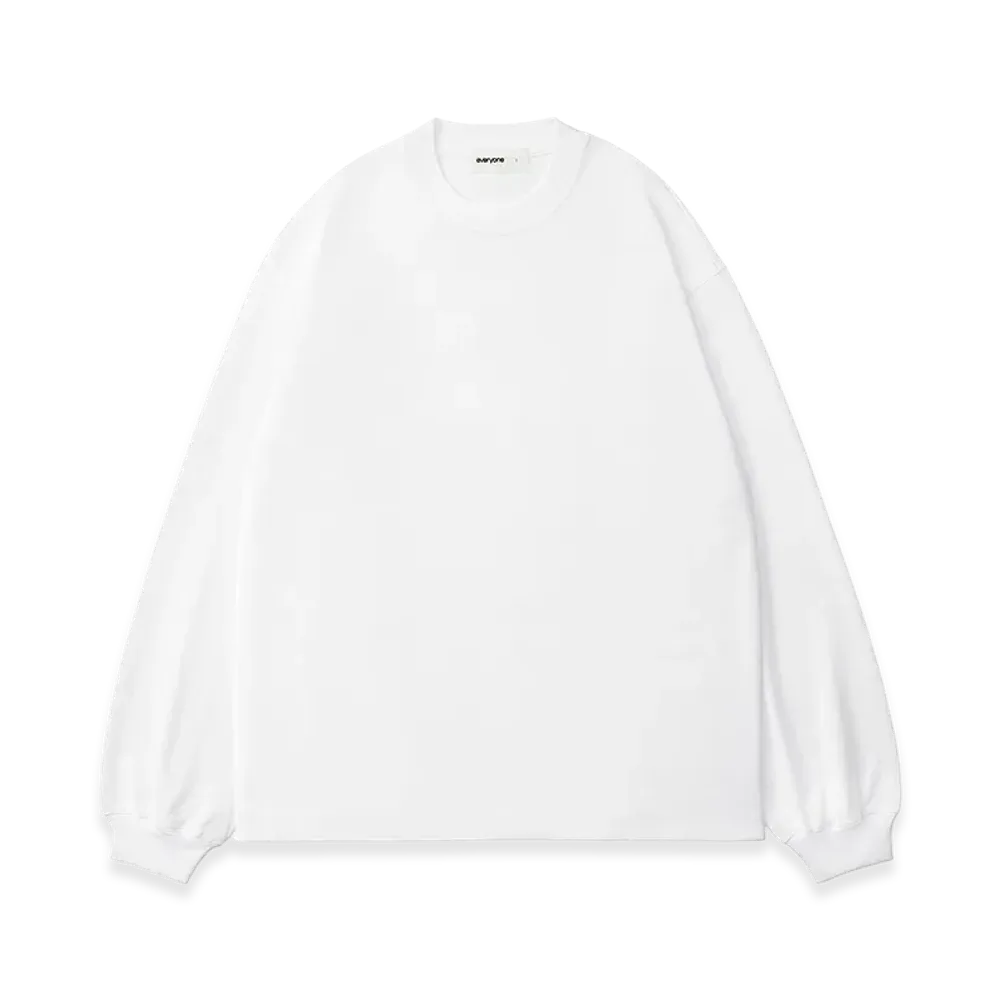 everyone Luxury Cotton Long Sleeve Tee Shirt "White"