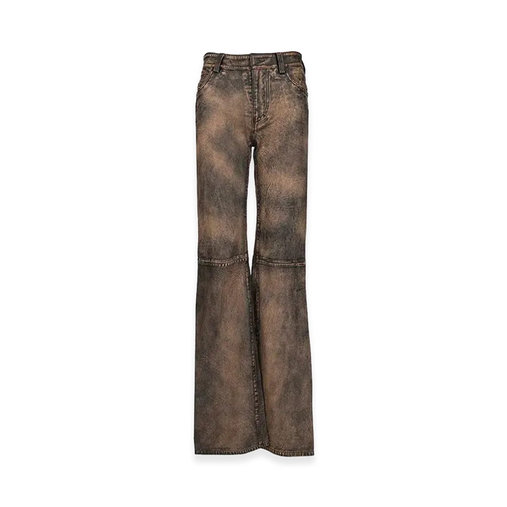 Diesel Women's Leather Trousers "Brown"