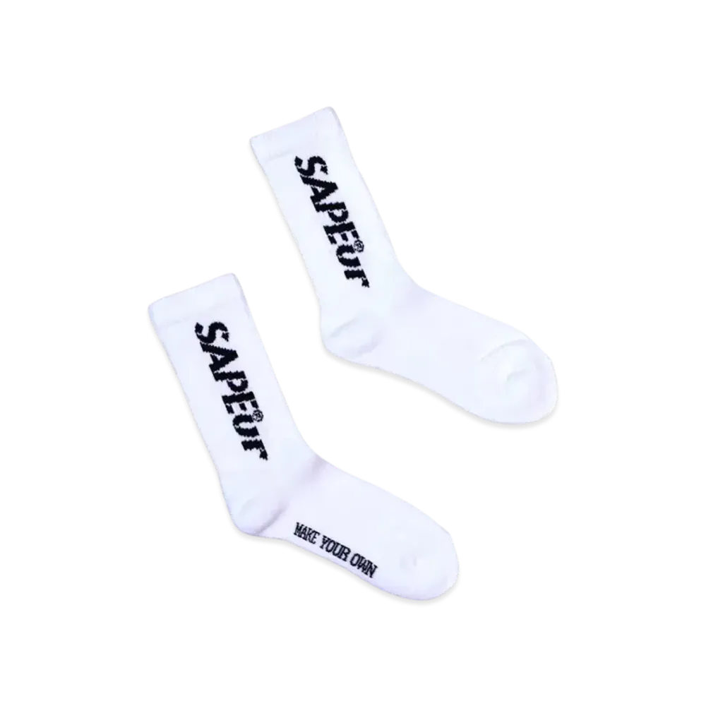 SAPEur Kid's Crew Socks Stencil Logo "White"