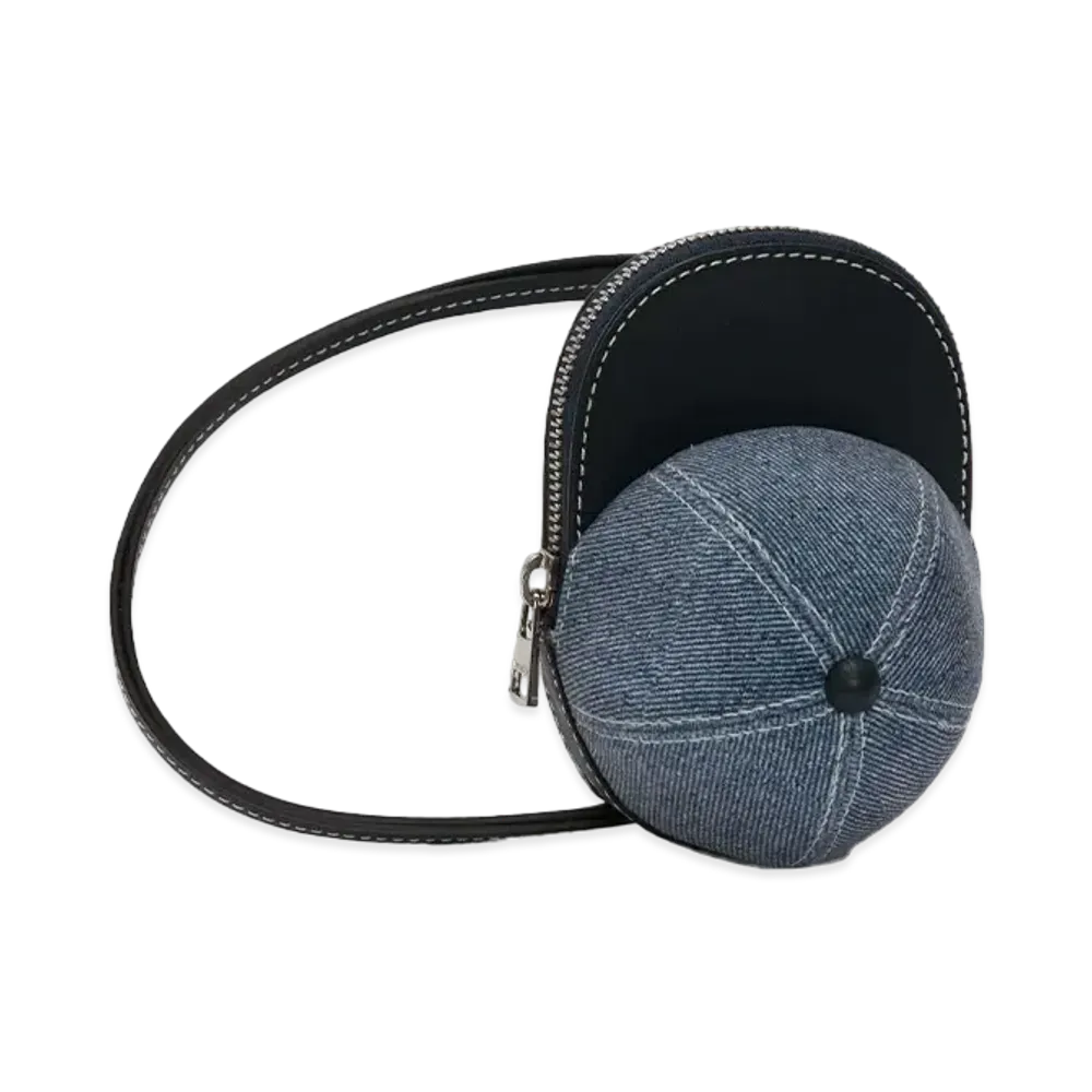 JW ANDERSON Mini Cap Velvet Printed Denim Crossbody Bag "Indigo"