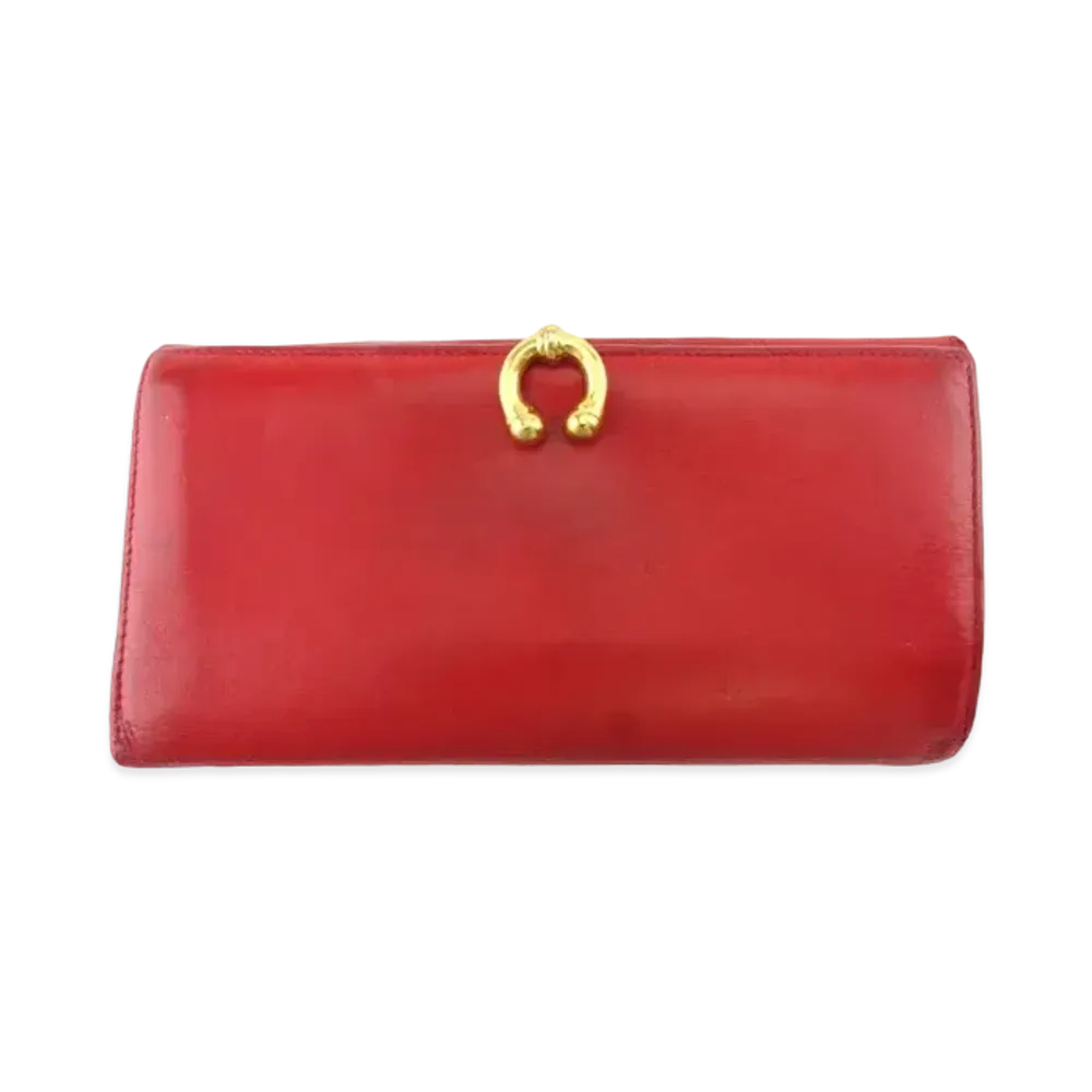 GUCCI Long Wallet Horseshoe Leather "Red"