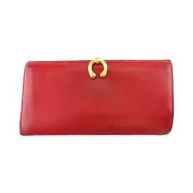 GUCCI Long Wallet Horseshoe Leather "Red"
