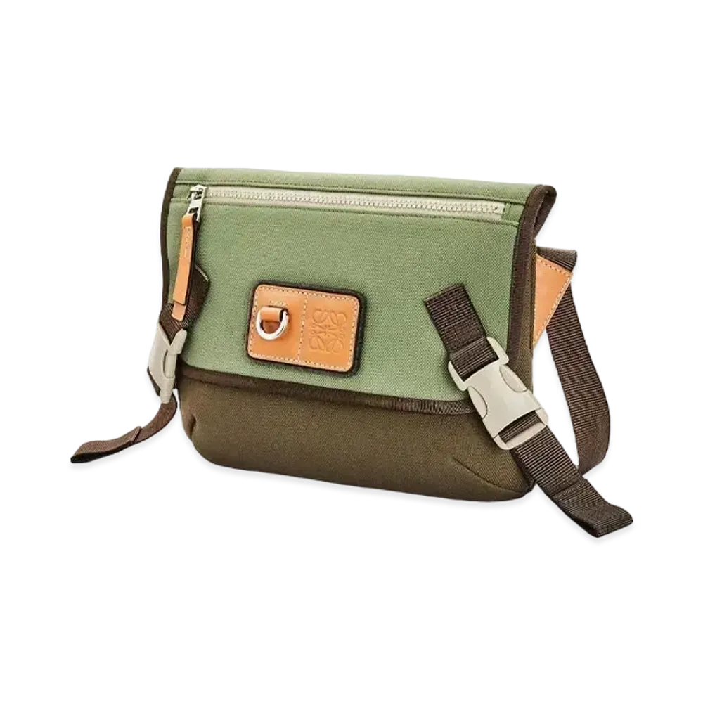 LOEWE Small Messenger Bag In Canvas "Khaki Green"