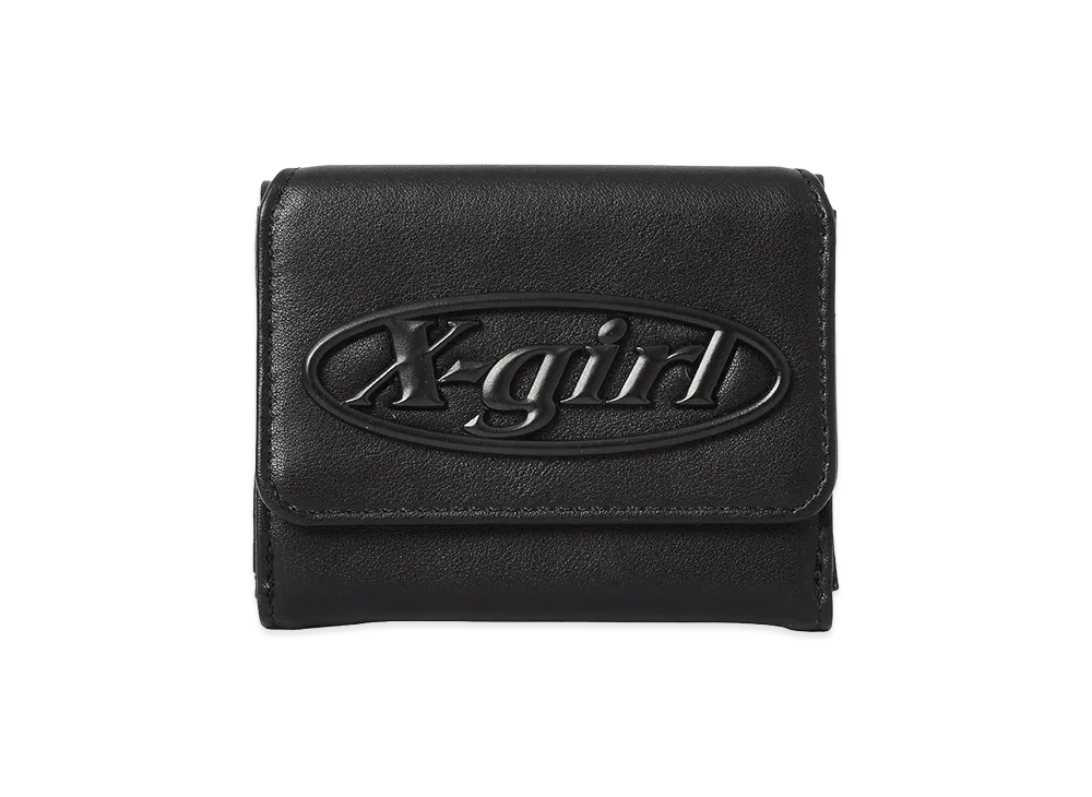 X-Girl Tonal Oval Logo Buckle Faux Leather Mini Wallet "Black"