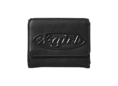 X-Girl Tonal Oval Logo Buckle Faux Leather Mini Wallet "Black"