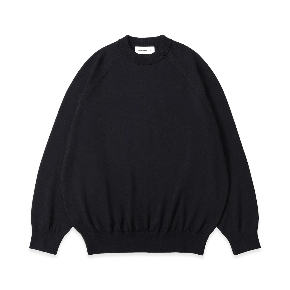 everyone Wool Middle Gauge Knit Sweater "Black"