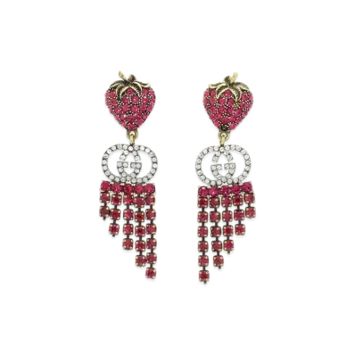 GUCCI Strawberry Earrings with Crystals