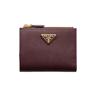 PRADA Saffiano Triangle Wallet "Bordeaux"
