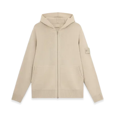 Stone Island 528FA Ghost Geelong RWS Wool Loose Fit Cardigan with Hood and Zip - 24FW "Beige"